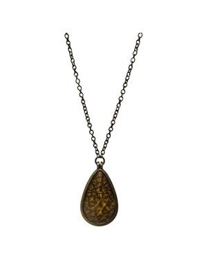 Vintage Teardrop Pendant Necklace Geometric Brown Stone Boho Fashion Jewelry